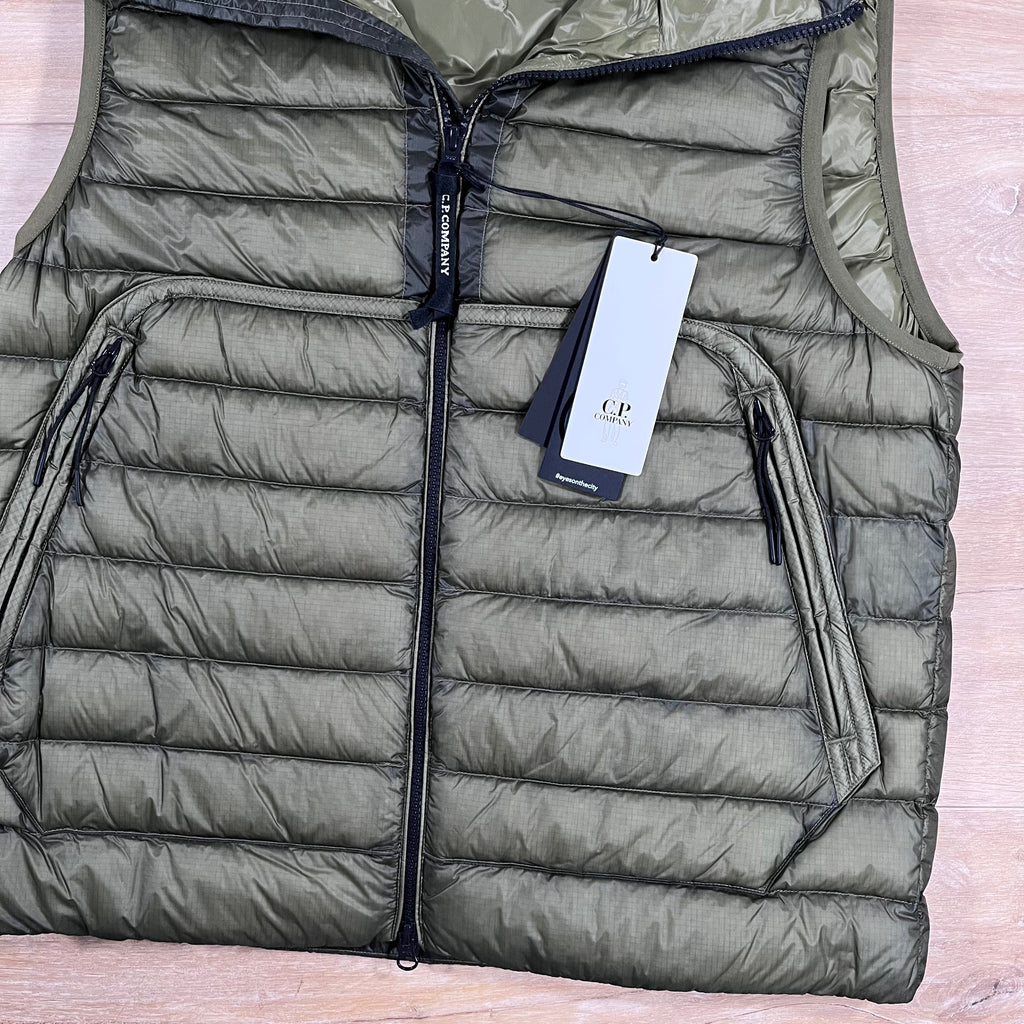 CP Company DD Shell Goggle Down Gilet in Elmwood Green Ironleague