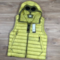 CP Company DD Shell Goggle Down Gilet in Green Sheen - Yellow Ironleague