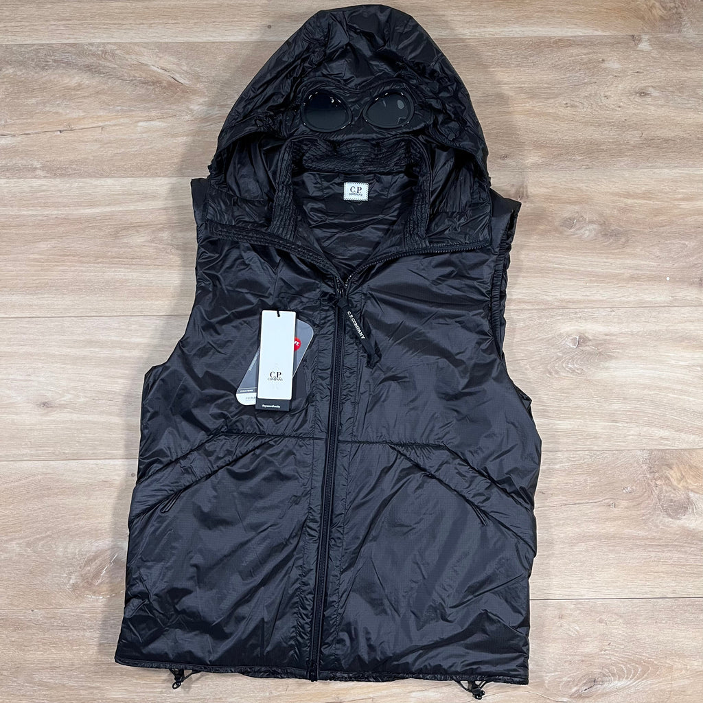 CP Company Nada Shell Goggle Padded Gilet in Black Ironleague