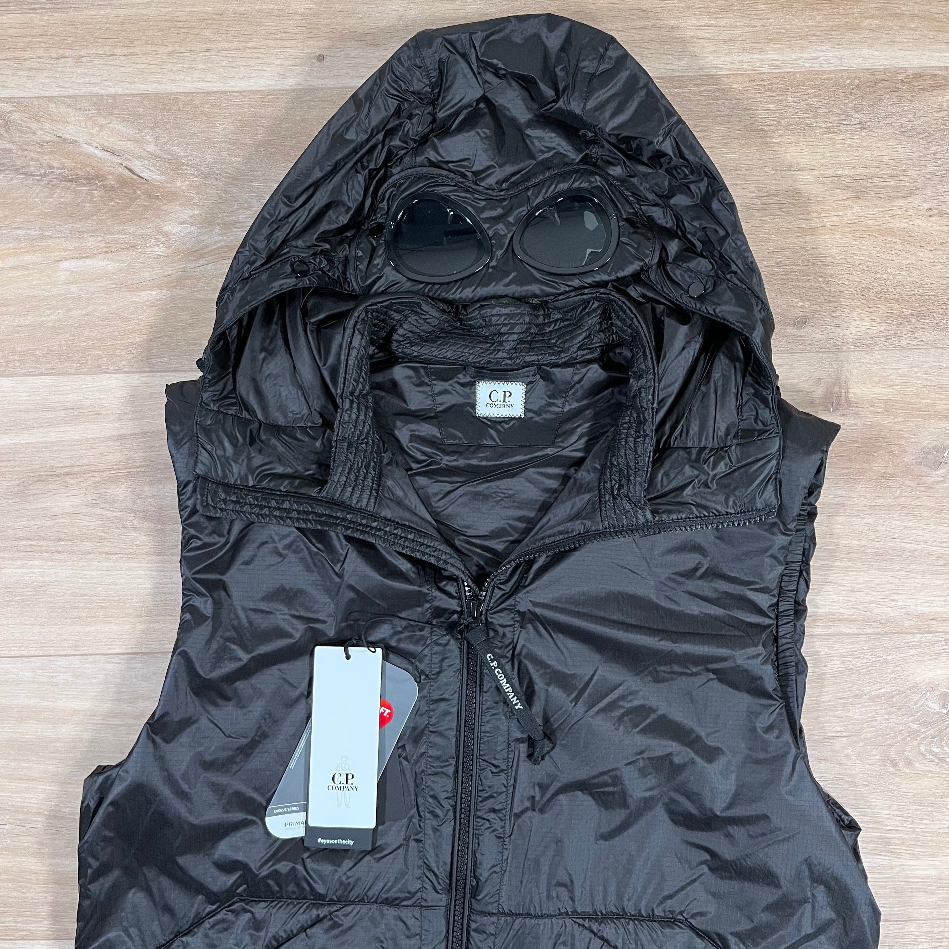CP Company Nada Shell Goggle Padded Gilet in Black Ironleague