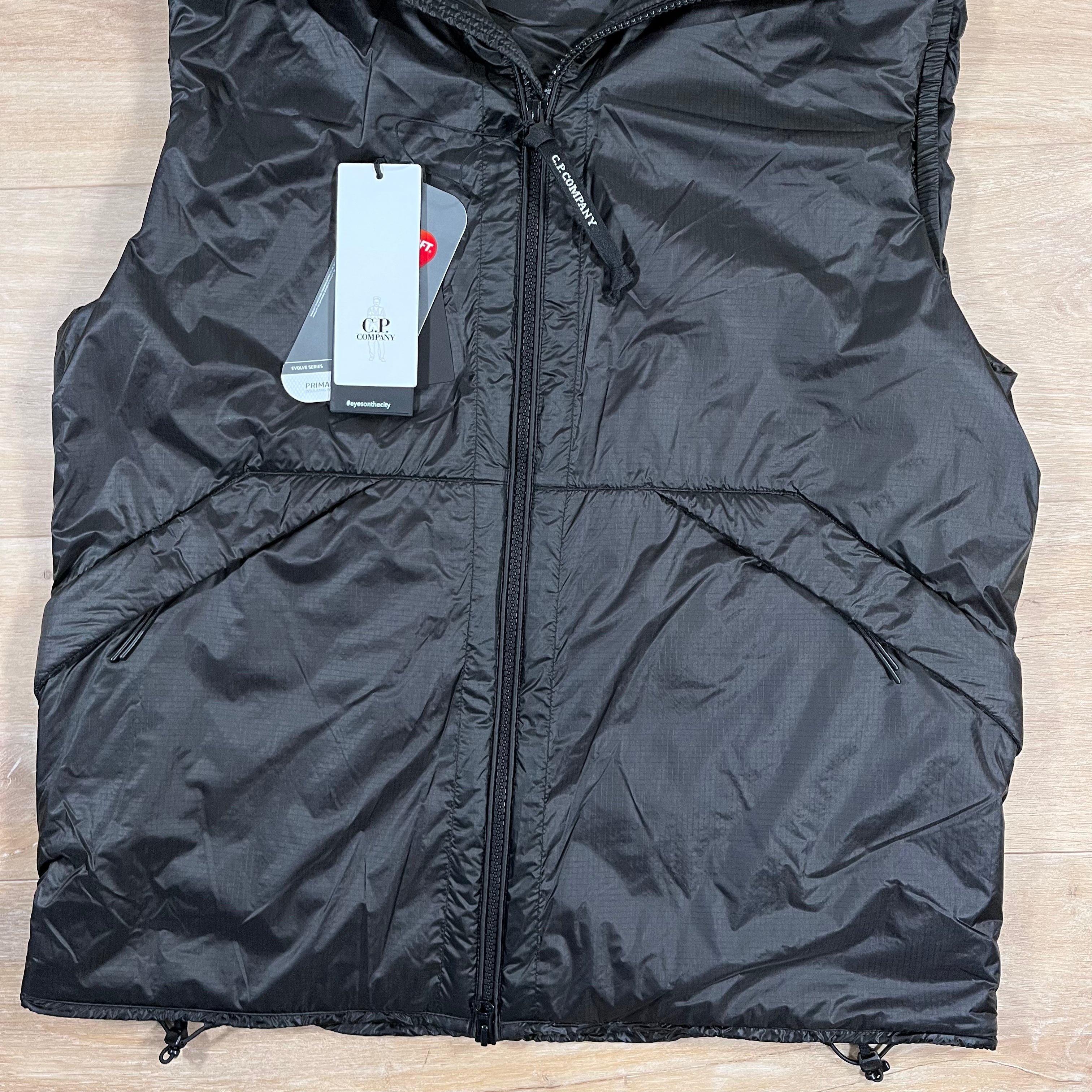 CP Company Nada Shell Goggle Padded Gilet in Black Ironleague