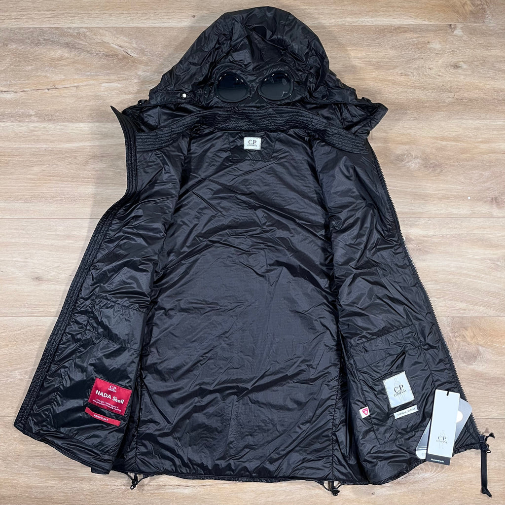 CP Company Nada Shell Goggle Padded Gilet in Black Ironleague
