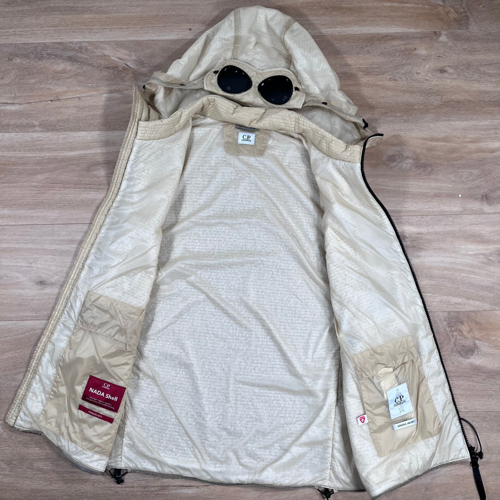 CP Company Nada Shell Goggle Padded Gilet in Pistachio Shell Ironleague