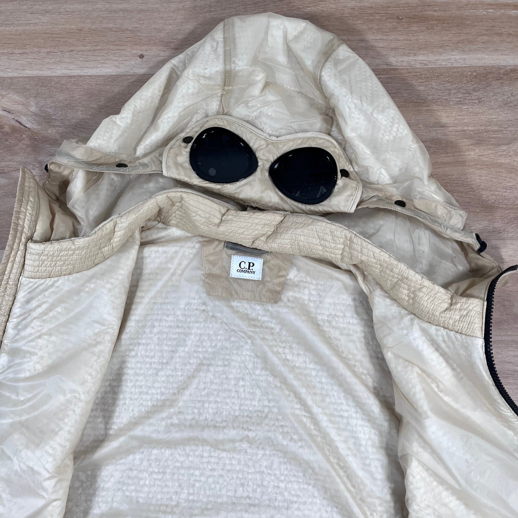 CP Company Nada Shell Goggle Padded Gilet in Pistachio Shell Ironleague