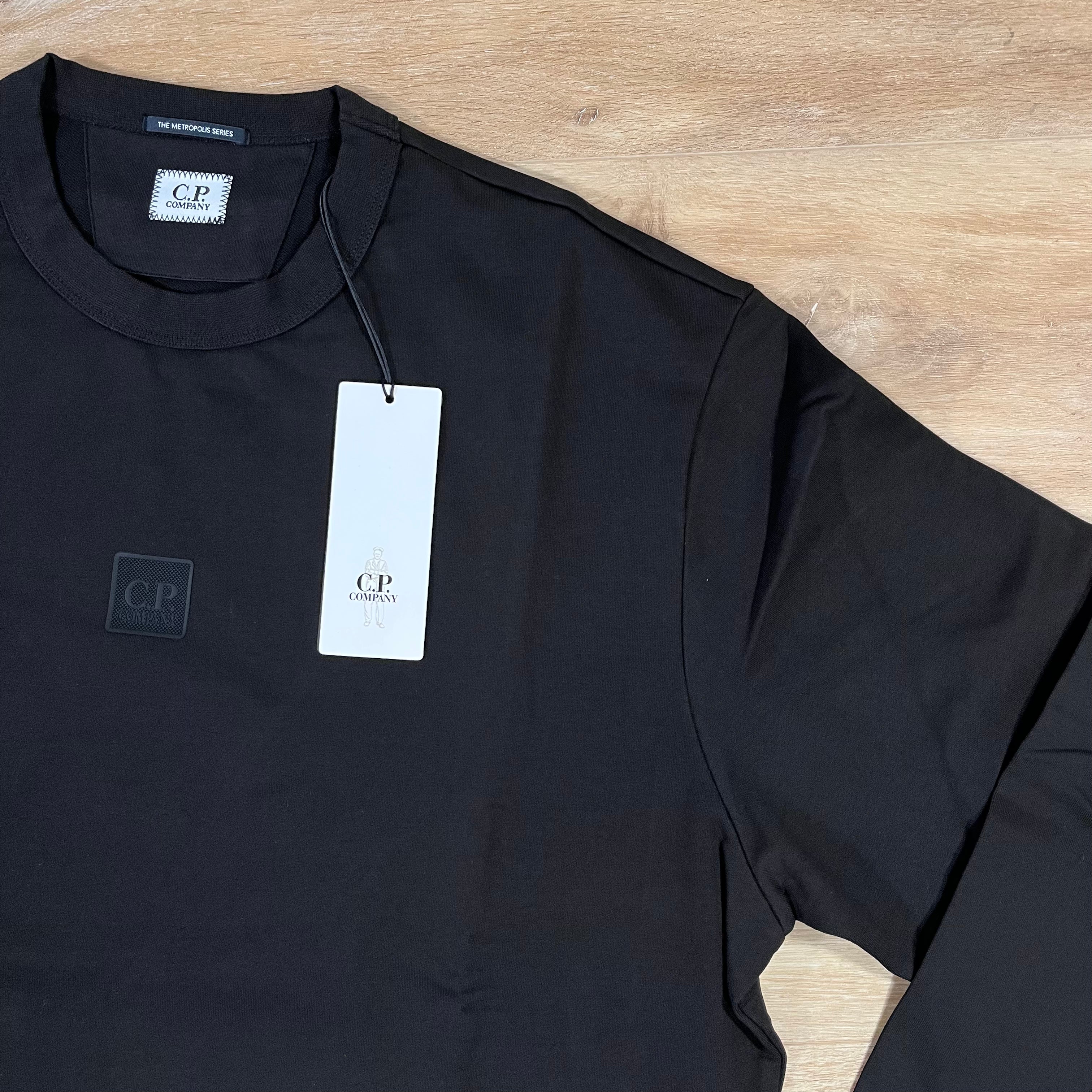 CP Company Metropolis Crewneck Fleece Sweatshirt in Black Ironleague