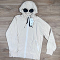 CP Company Diagonal Raised Fleece Goggle Hoodie in Pistachio Shell Ironleague