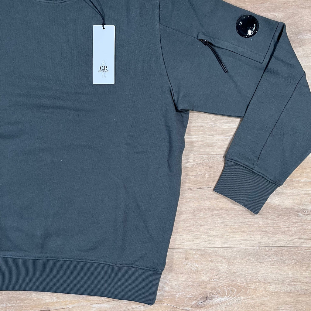 CP Company Diagonal Raised Fleece Crewneck Lens Sweatshirt in Dark Shadow Ironleague