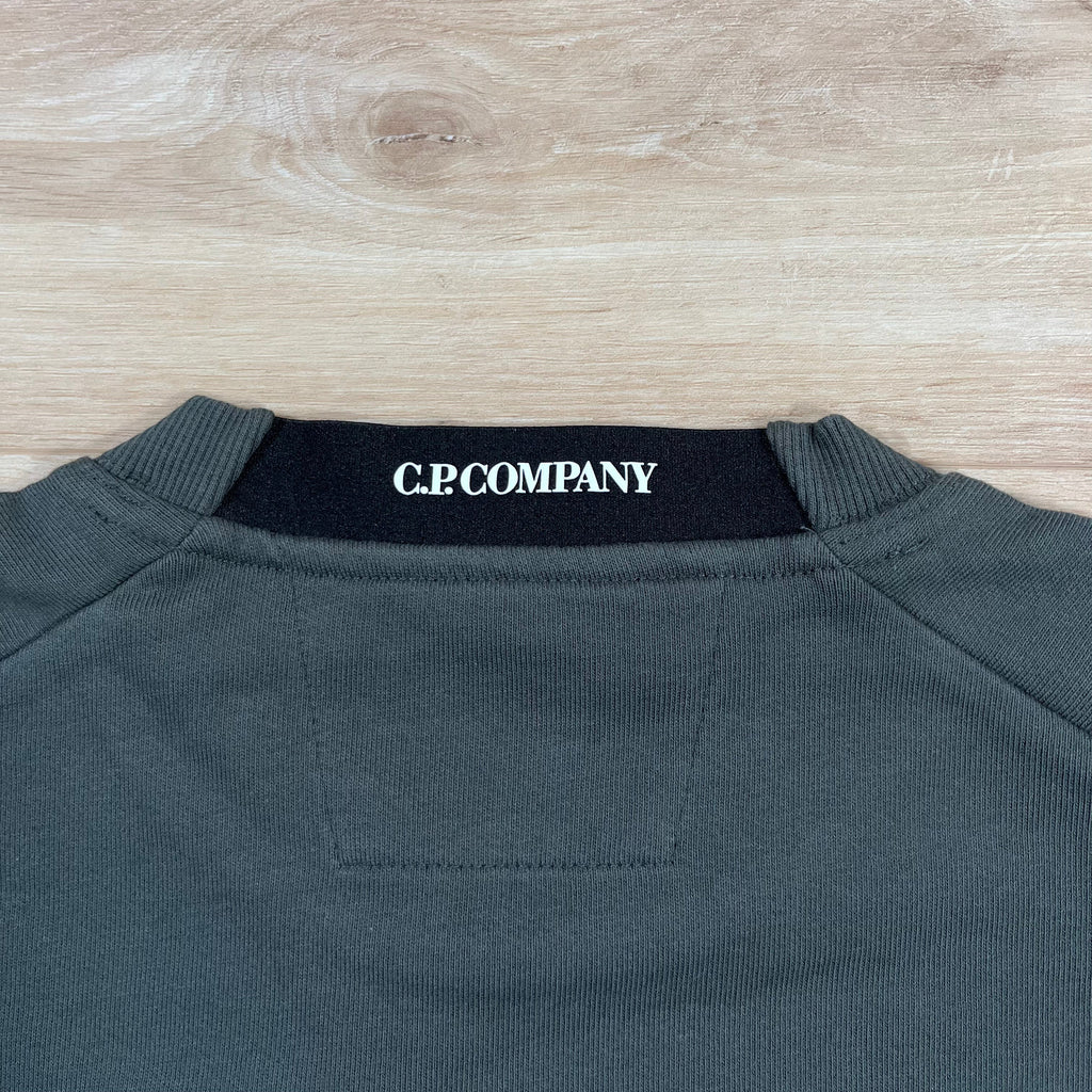 CP Company Diagonal Raised Fleece Crewneck Lens Sweatshirt in Dark Shadow Ironleague