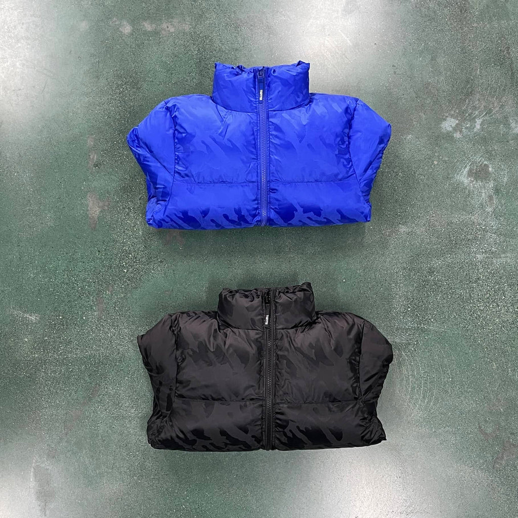Trapstar Irongate T Jacquard Puffer Jacket - Black/Blue Ironleague