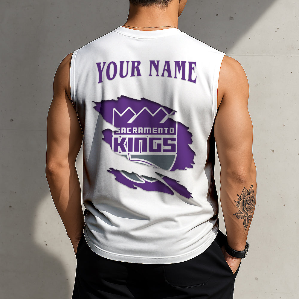 FINAL SALE - NEW CUSTOMIZED NBA16 SKI SACRAMENTO KINGS TANKTOP & GYM SHIRT