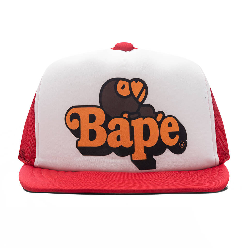 A BATHING APE Kid's Milo on Bape Mesh Cap - Red