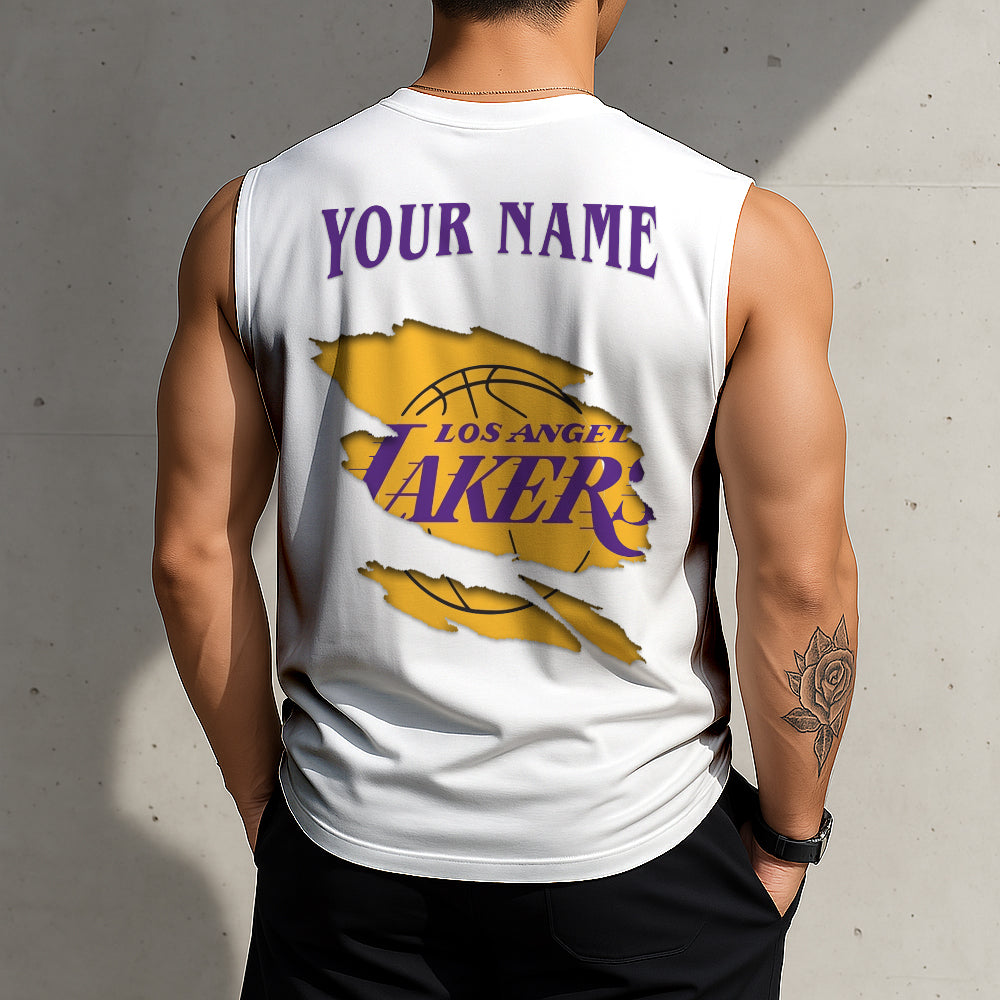 FINAL SALE - NEW CUSTOMIZED NBA09 LLA LOS ANGELES LAKERS TANKTOP & GYM SHIRT