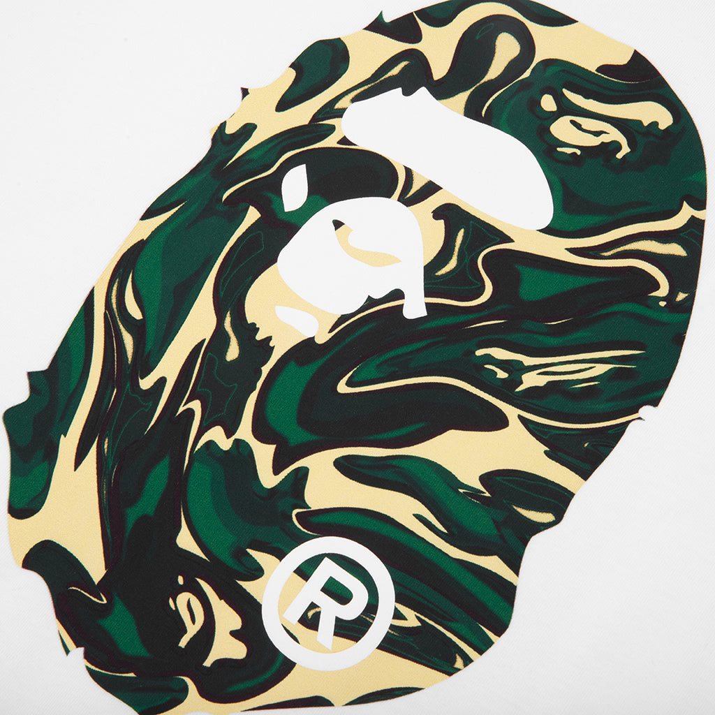 A BATHING APE Marbling Camo Ape Head Relaxed Fit L/S Tee - White