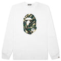 A BATHING APE Marbling Camo Ape Head Relaxed Fit L/S Tee - White