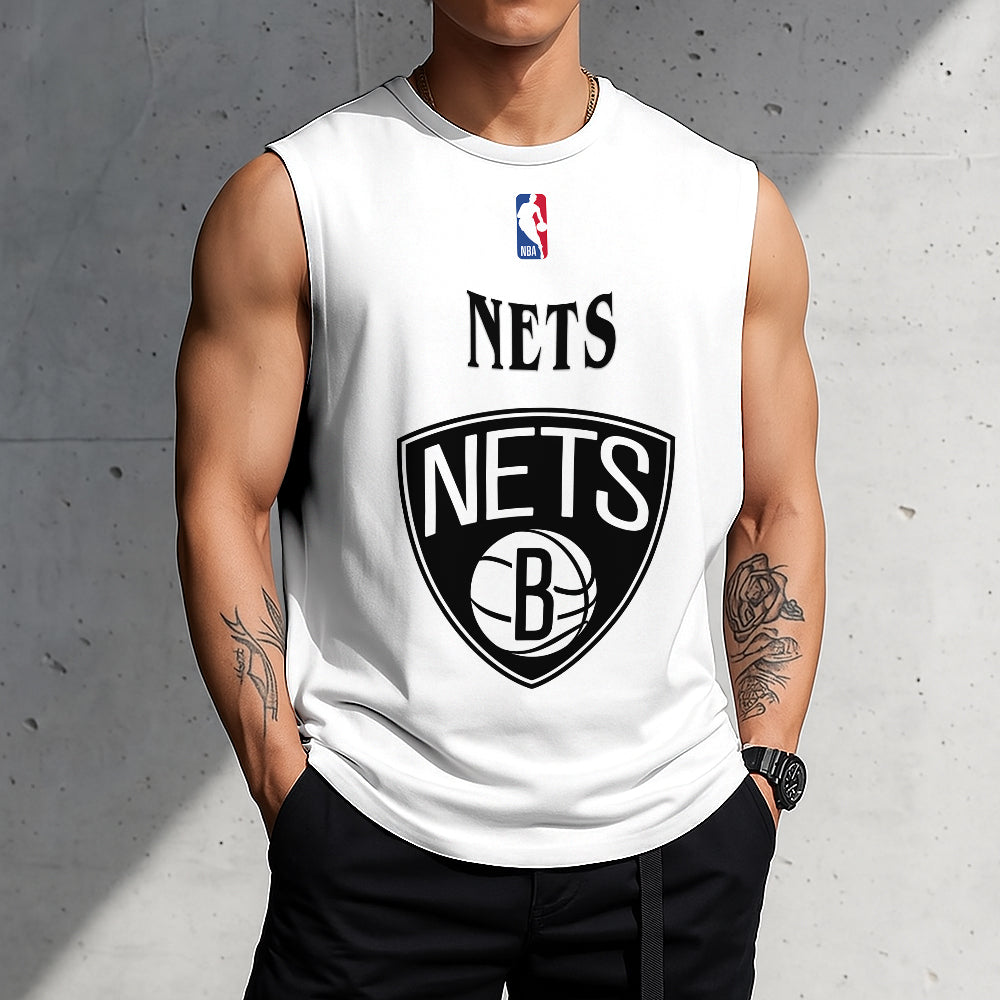 FINAL SALE - NEW CUSTOMIZED NBA25 BNE BROOKLYN NETS TANKTOP & GYM SHIRT