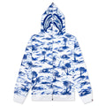 A BATHING APE Palm Tree Camo Relaxed Fit Shark Full Zip Hoodie - Blue