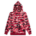A BATHING APE Palm Tree Camo Relaxed Fit Shark Full Zip Hoodie - Red