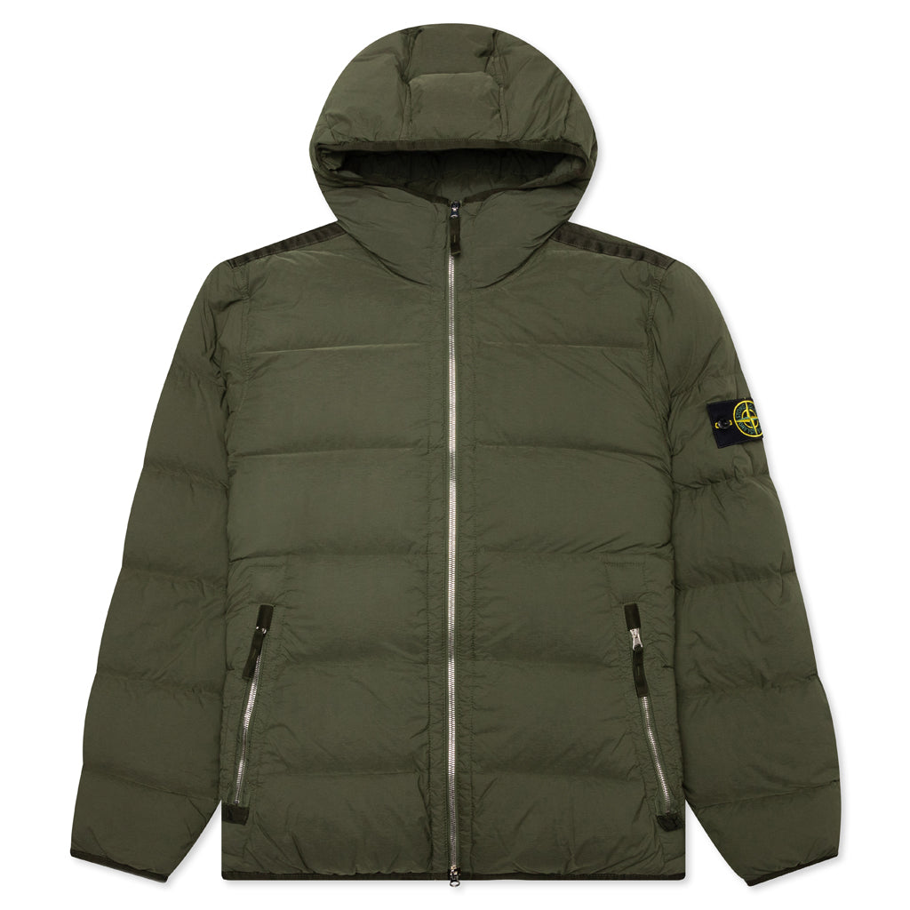 Stone Island Real Feather Hooded Jacket - Olive