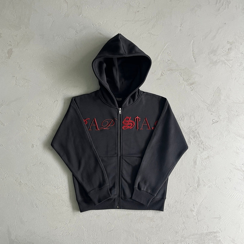 Trapstar Script Zip Through Tracksuit - Black/Red Ironleague