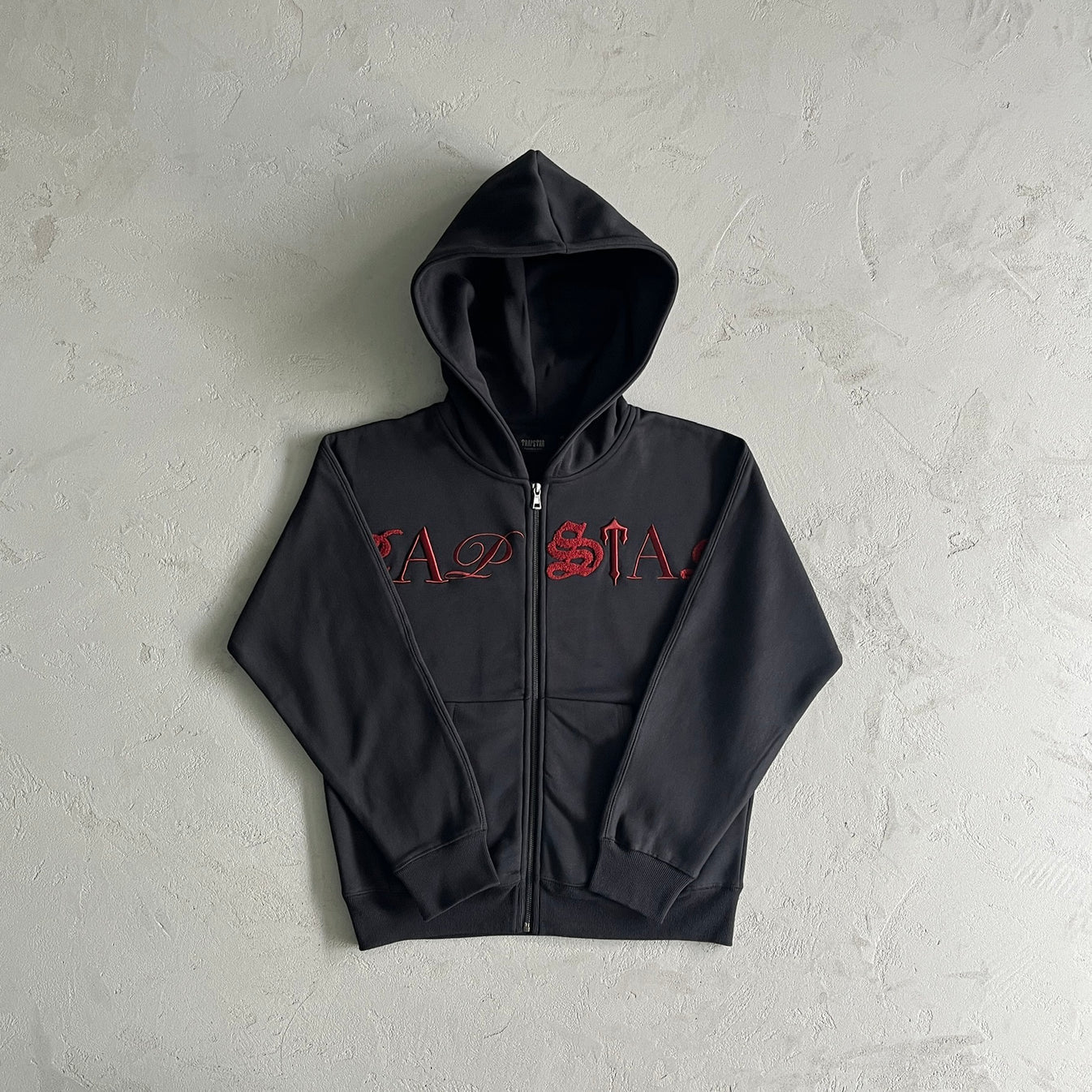 Trapstar Script Zip Through Tracksuit - Black/Red Ironleague
