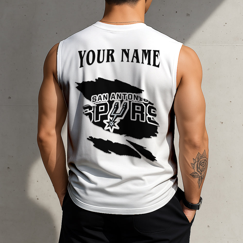 FINAL SALE - NEW CUSTOMIZED NBA23 SAS SAN ANTONIO SPURS TANKTOP & GYM SHIRT