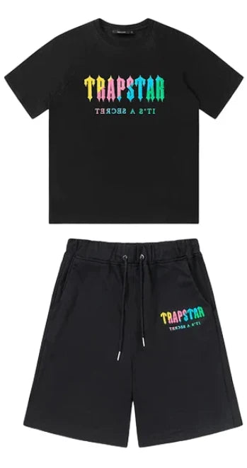 Trapstar Chenille Decoded Short Set - Grey/Black Ironleague