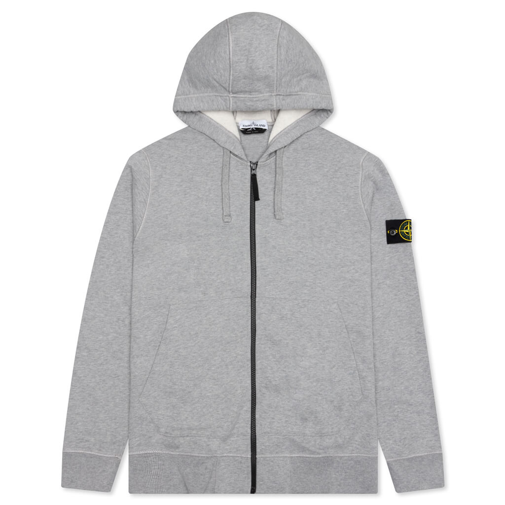 Stone Island Hooded Full Zip Sweatshirt 64220 - Melange Grey