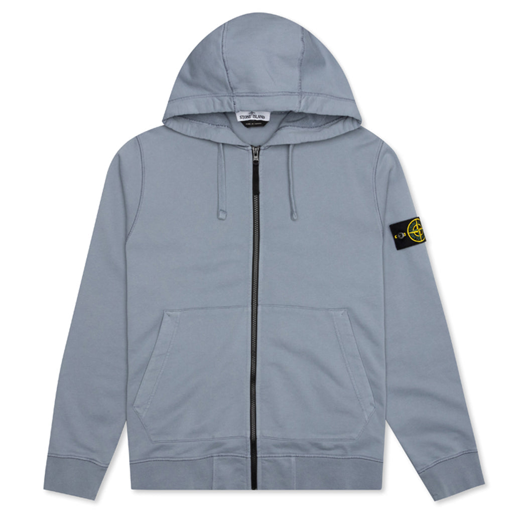 Stone Island Full Zip Hooded Sweatshirt 64251 - Mid Blue
