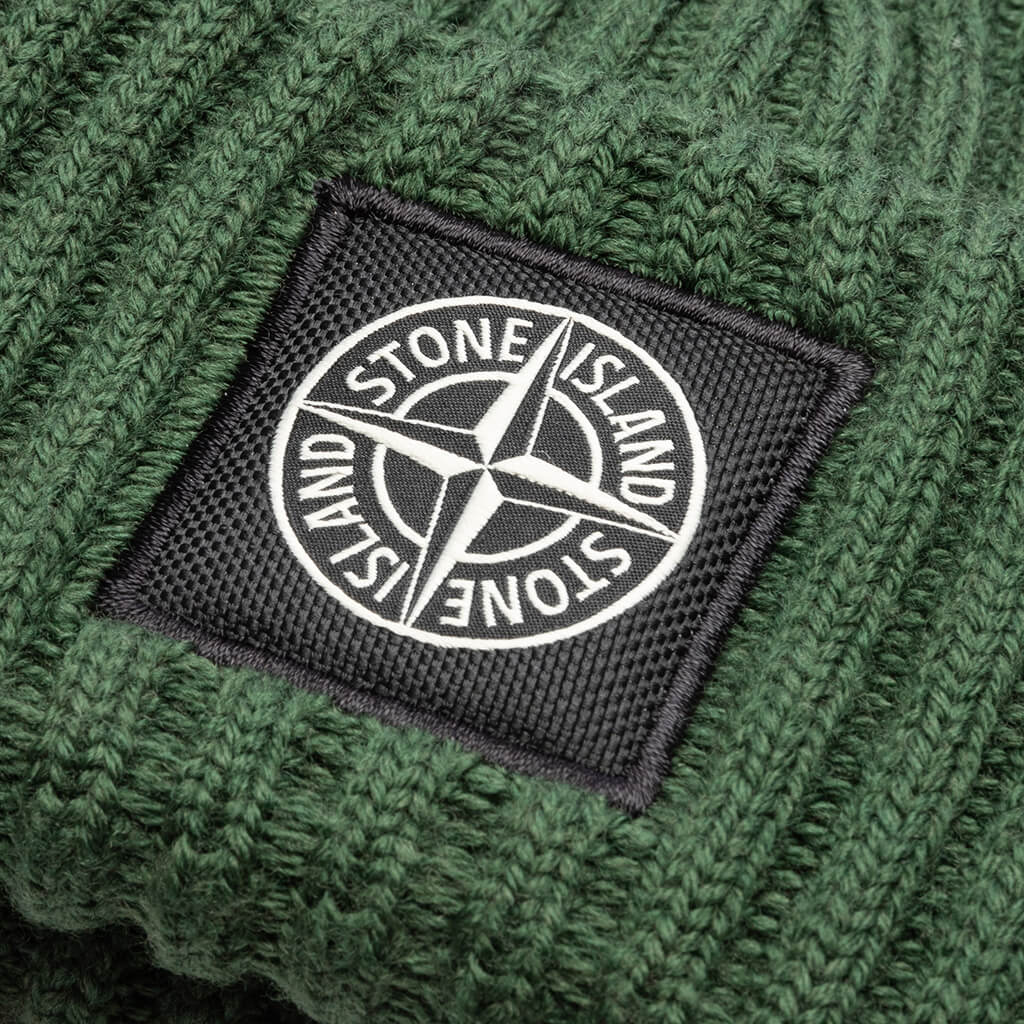 Stone Island Full Rib Wool Beanie - Olive Green