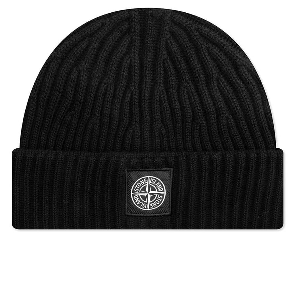 Stone Island Full Rib Wool Beanie - Black