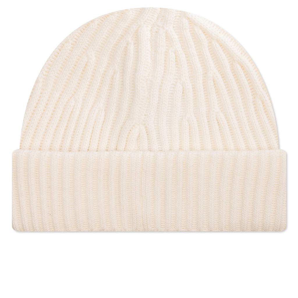 Stone Island Full Rib Wool Beanie - Natural White