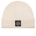 Stone Island Full Rib Wool Beanie - Natural White