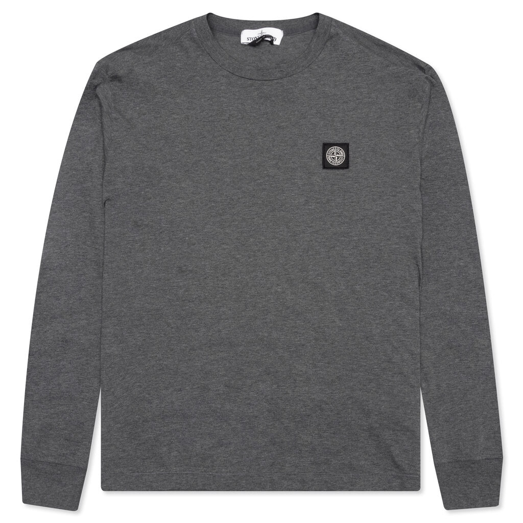 Stone Island Patch Logo L/S Tee - Melange Dark Grey