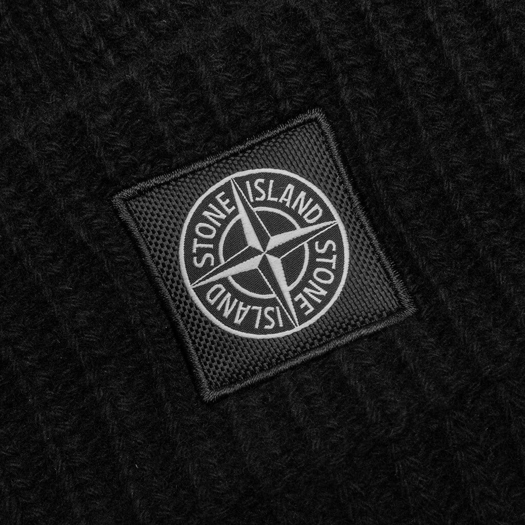 Stone Island Ribbed Geelong Wool Beanie - Black