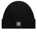 Stone Island Ribbed Geelong Wool Beanie - Black