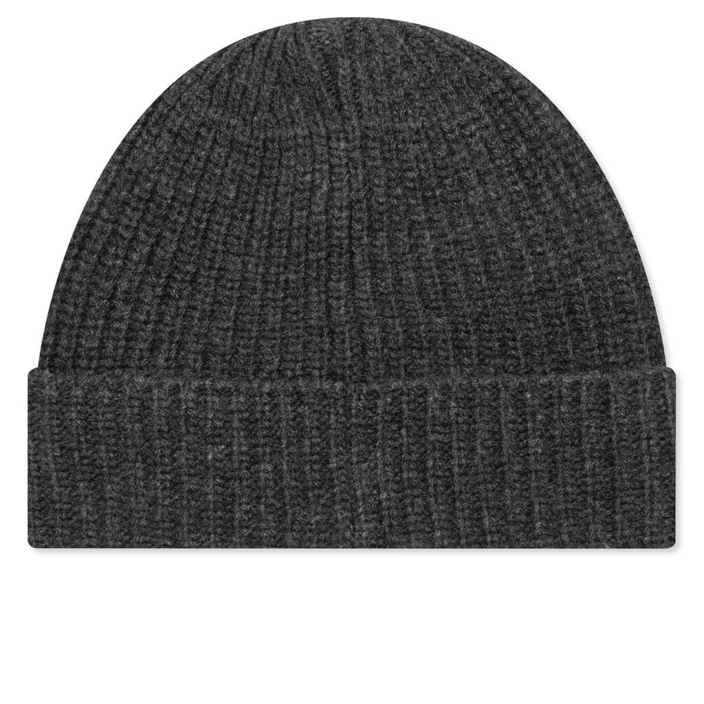 Stone Island Ribbed Geelong Wool Beanie - Charcoal