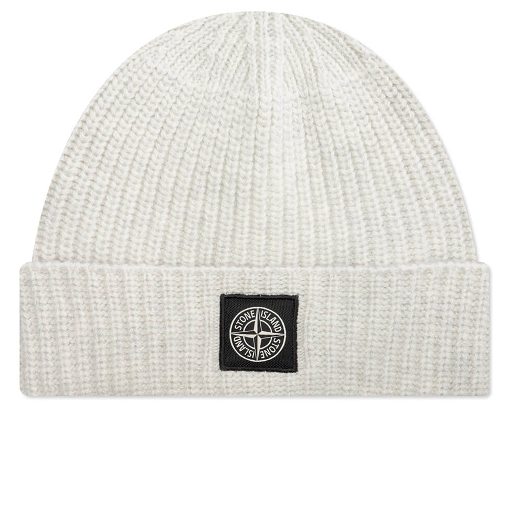 Stone Island Ribbed Geelong Wool Beanie - Melange Grey