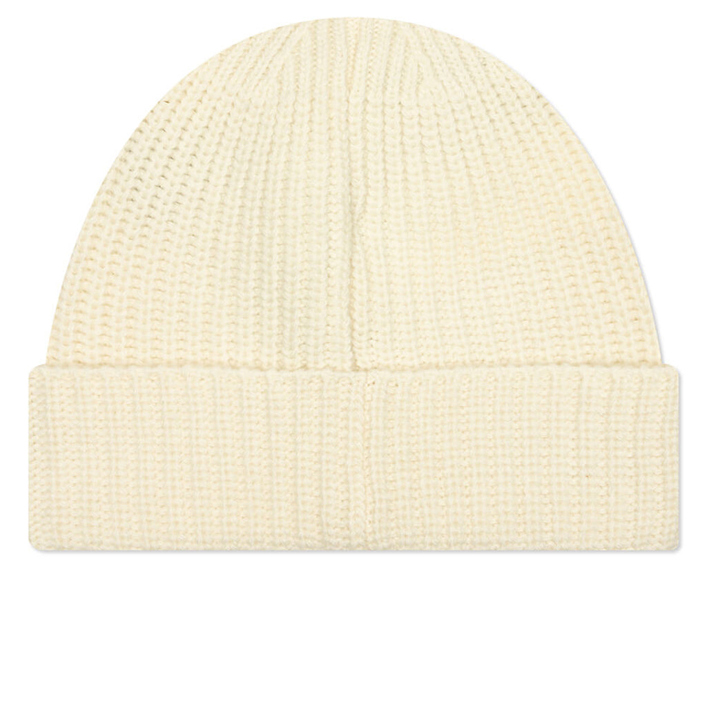 Stone Island Ribbed Geelong Wool Beanie - Natural White