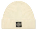 Stone Island Ribbed Geelong Wool Beanie - Natural White