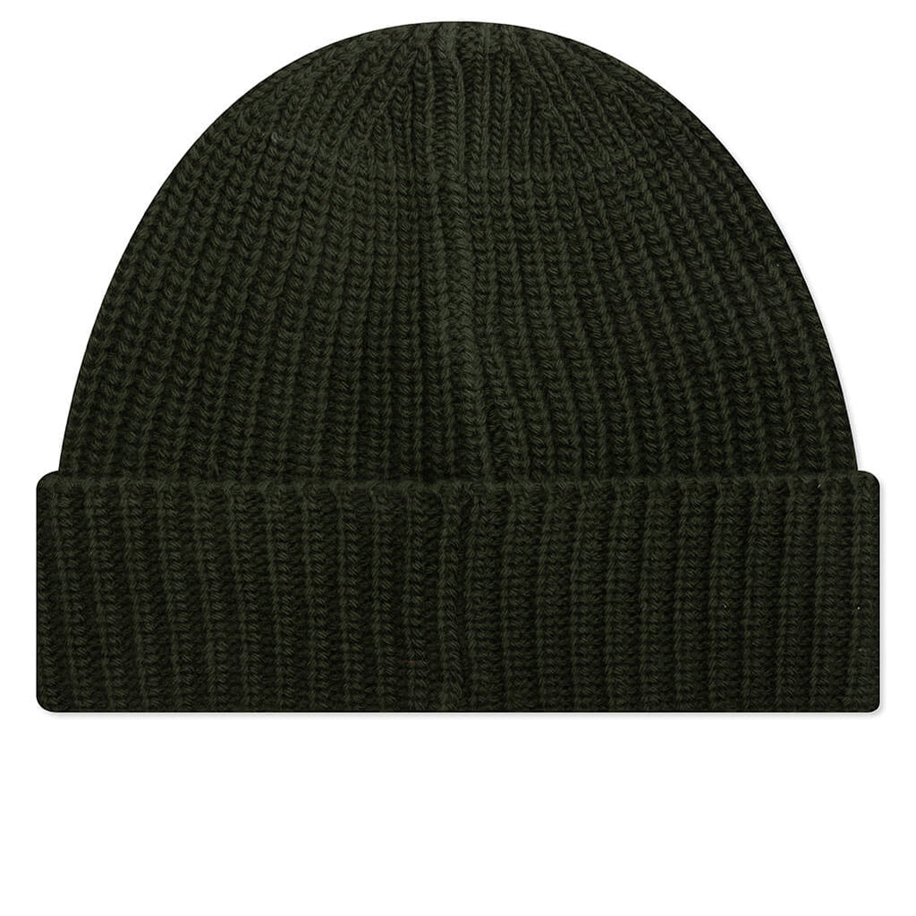 Stone Island Ribbed Geelong Wool Beanie - Olive Green