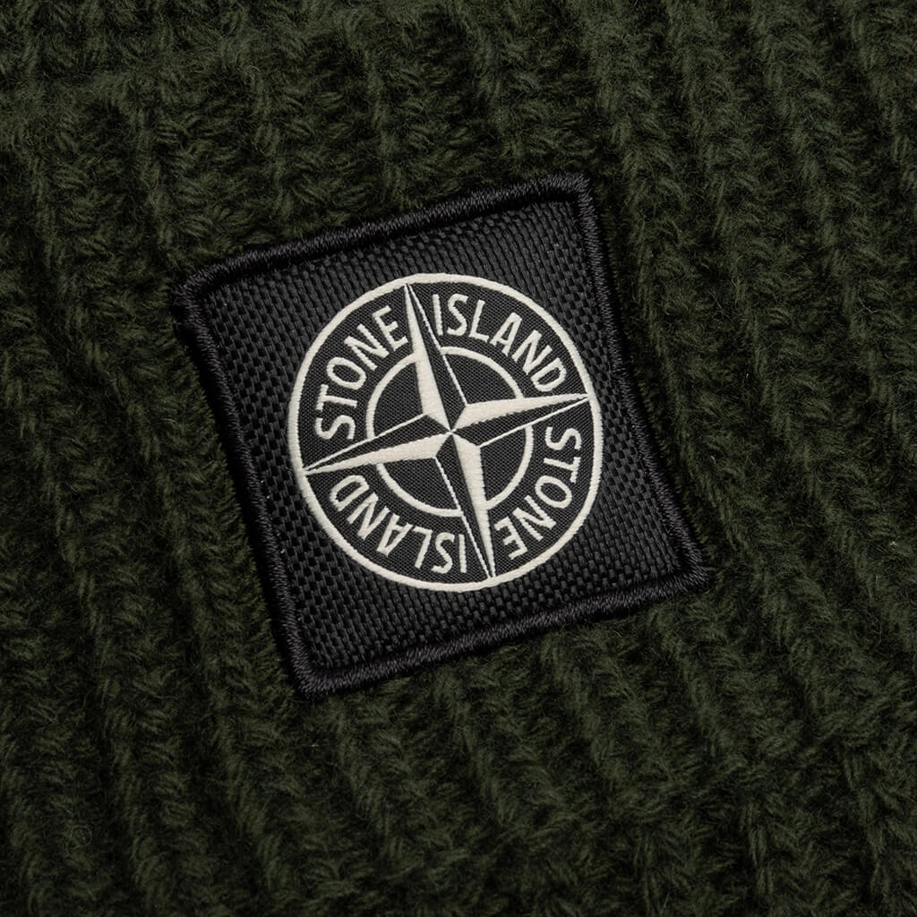 Stone Island Ribbed Geelong Wool Beanie - Olive Green