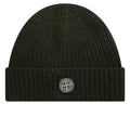 Stone Island Ribbed Geelong Wool Beanie - Olive Green