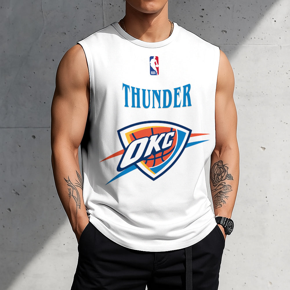 FINAL SALE - NEW CUSTOMIZED NBA01 OCT OKLAHOMA CITY THUNDER TANKTOP & GYM SHIRT