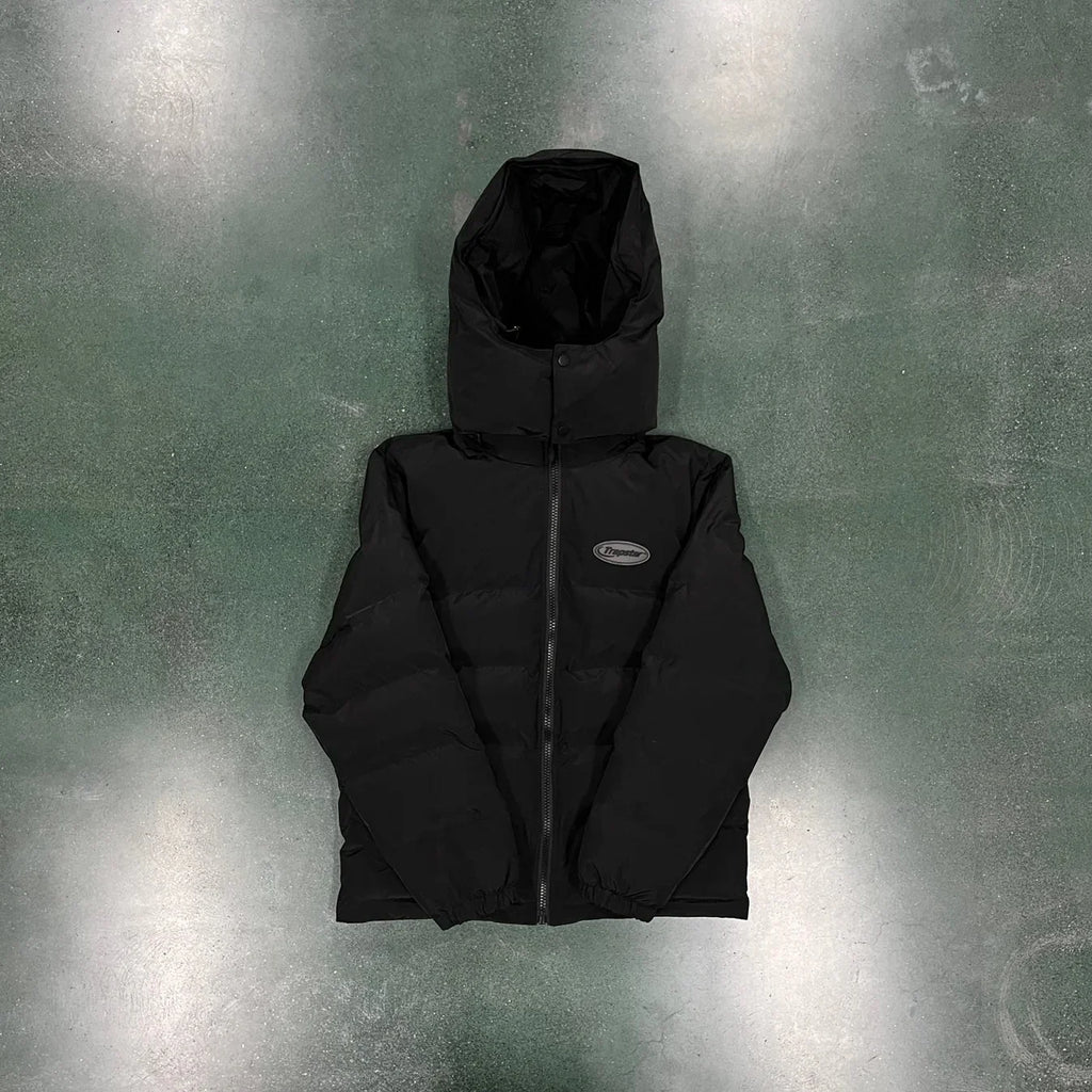 Trapstar Hyperdrive Detachable Hooded Puffer Jacket - Triple Black Ironleague