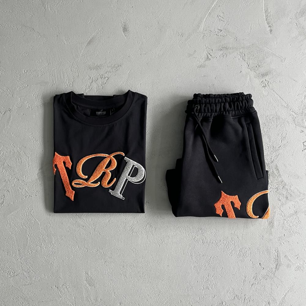 Trapstar TRP Short Set - Black/Orange Ironleague