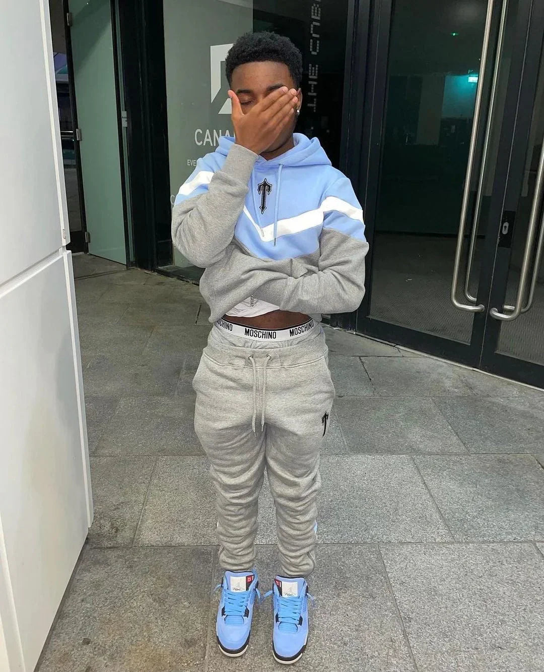 Trapstar V-Stripe Tracksuit - Grey/Sky Blue Ironleague
