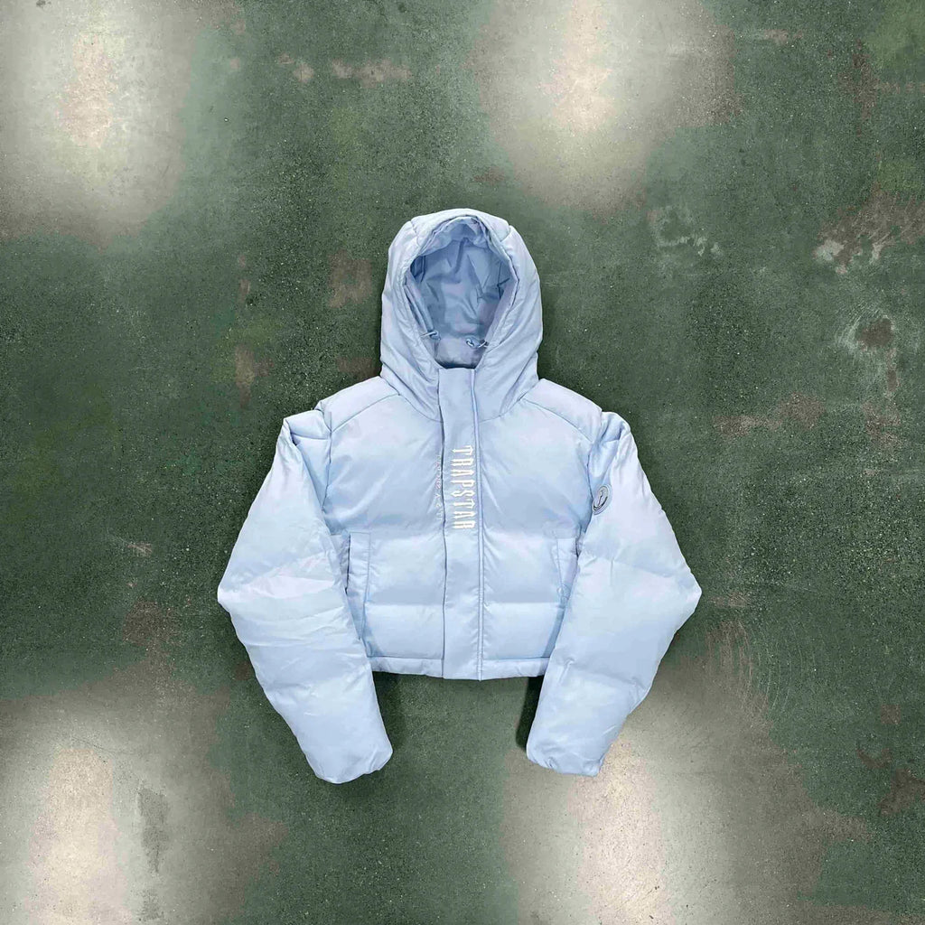 Trapstar Women's Decoded Hooded Puffer 2.0 Jacket - Ice Blue Ironleague