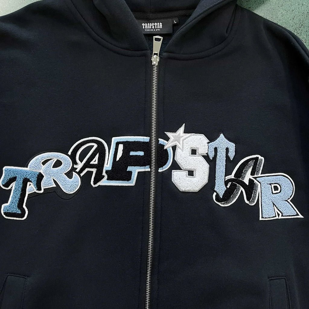 Trapstar Chenille Decoded Wildcard Tracksuit - Black/Blue Ironleague