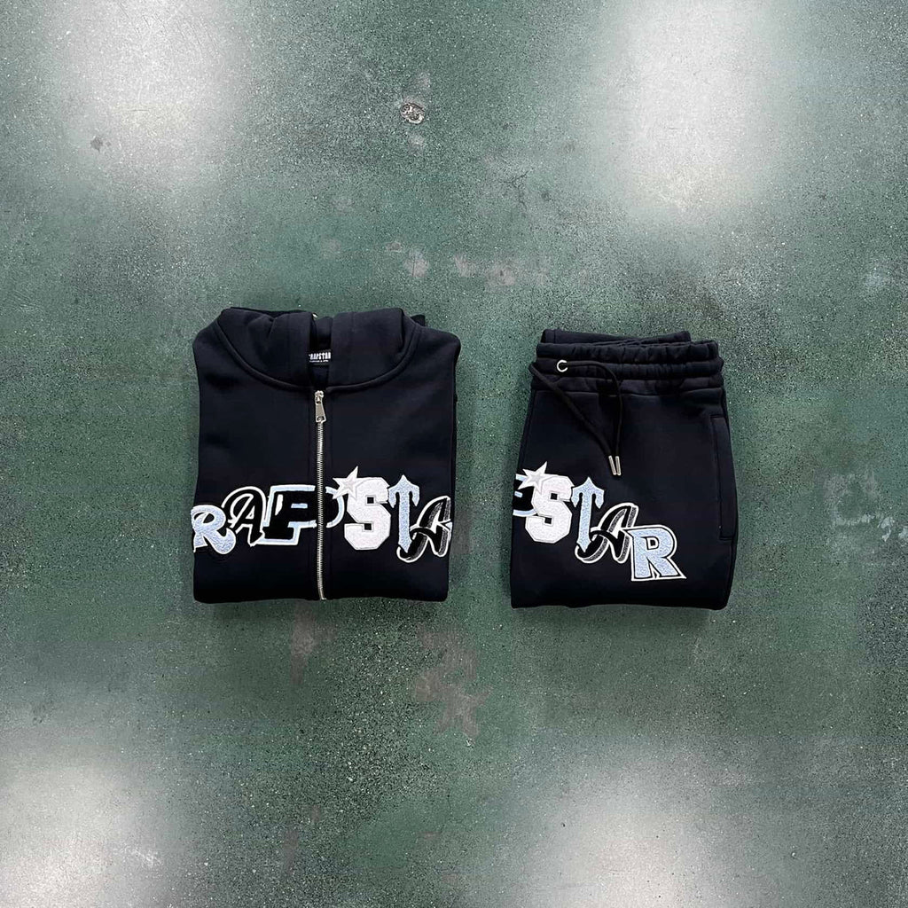 Trapstar Chenille Decoded Wildcard Tracksuit - Black/Blue Ironleague