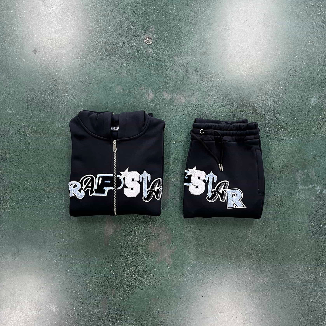 Trapstar Chenille Decoded Wildcard Tracksuit - Black/Blue Ironleague